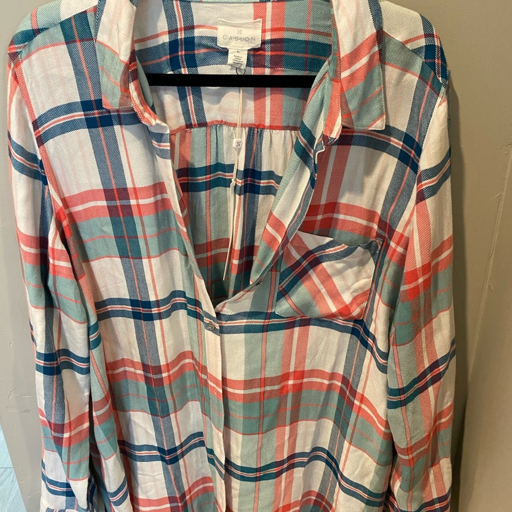 Caslon Nordstrom plaid flannel XL long shirt